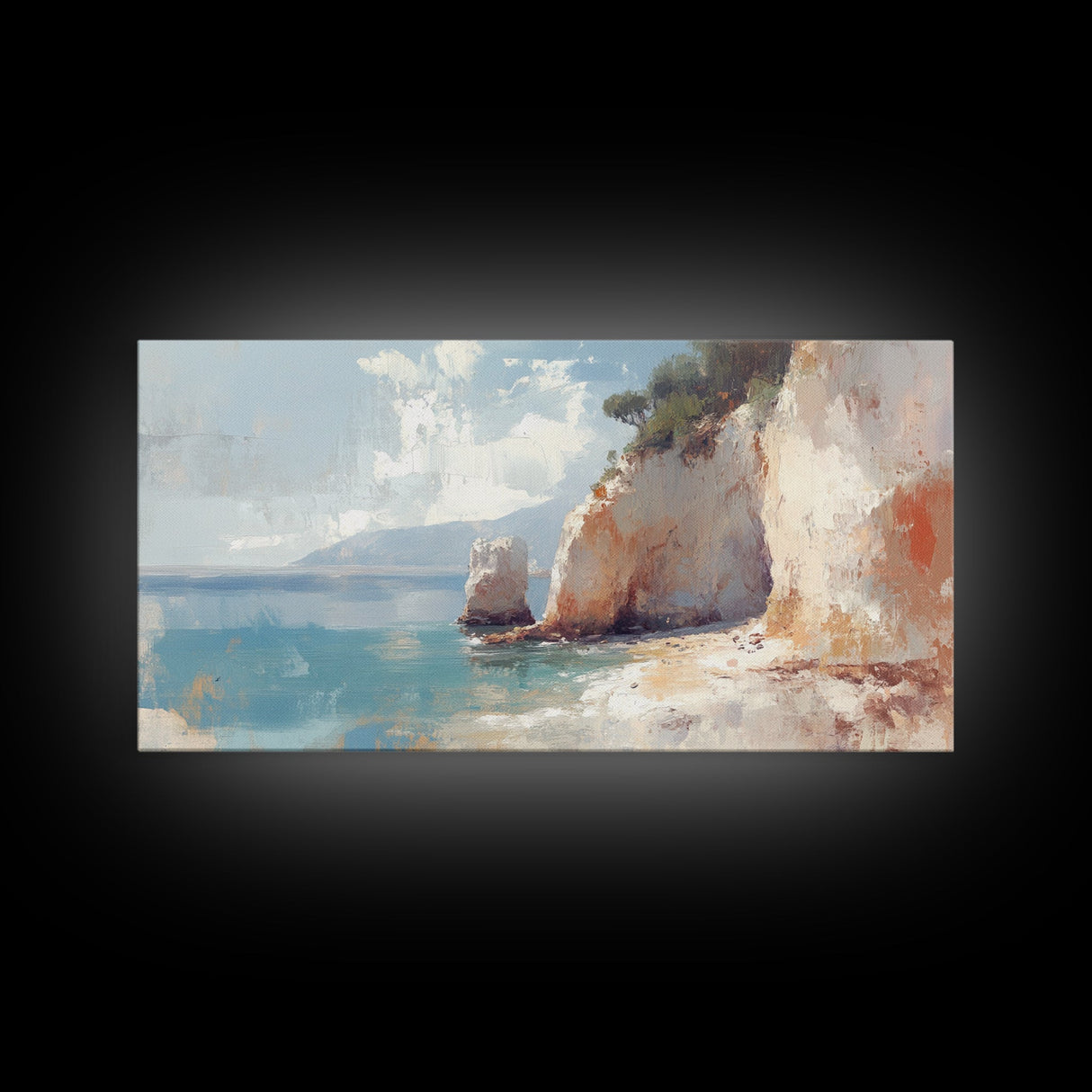Whimsical Home Decor, Framed Canvas Print, Ireland Painting, Light and Airy Home Decor, Light Art, Nautical Seascape Landscape Painting
