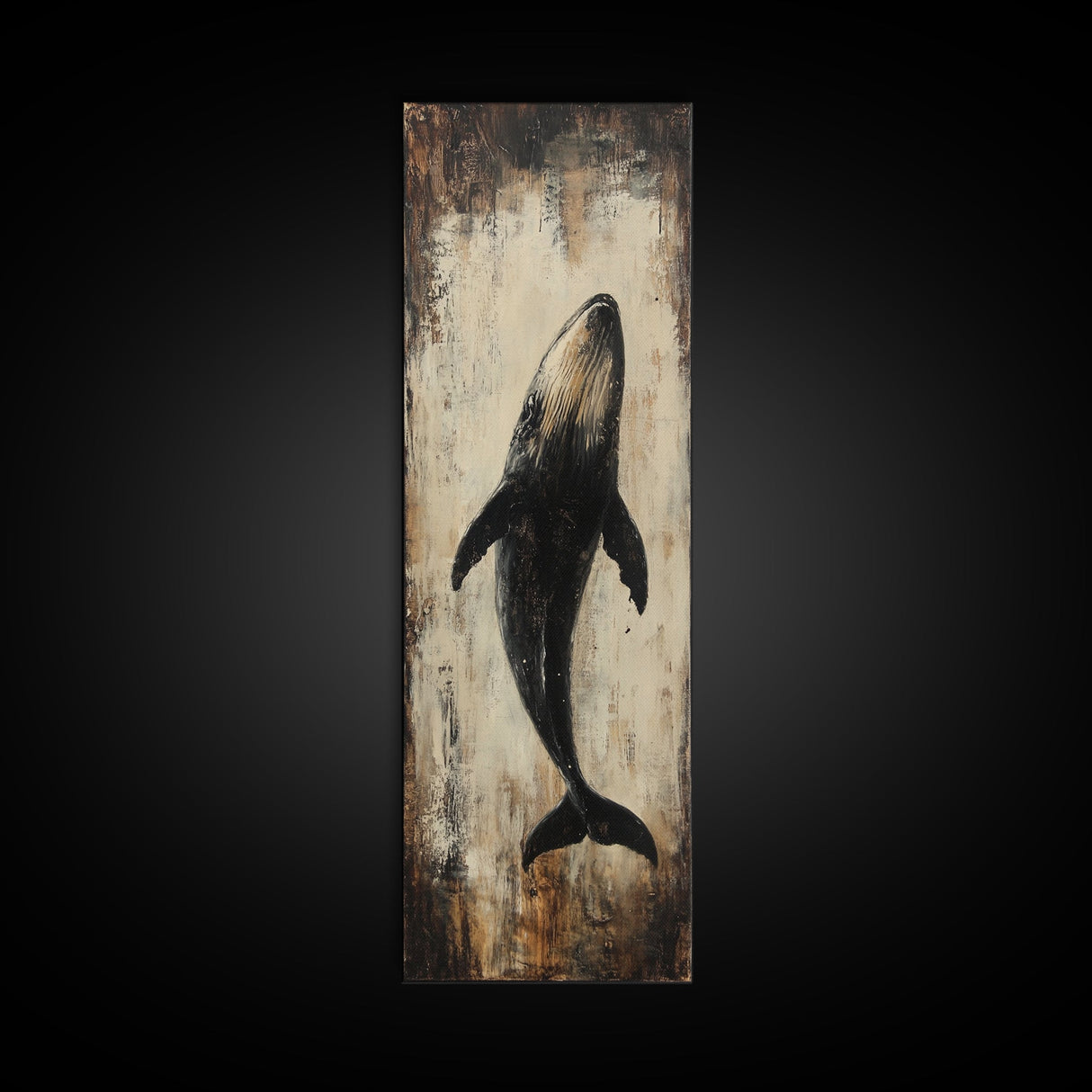 Majestic Whale Painting Framed Canvas Print, Nautical Wall Art, Coastal Decor Living Room Art, Rustic Decor Gift Idea Christmas
