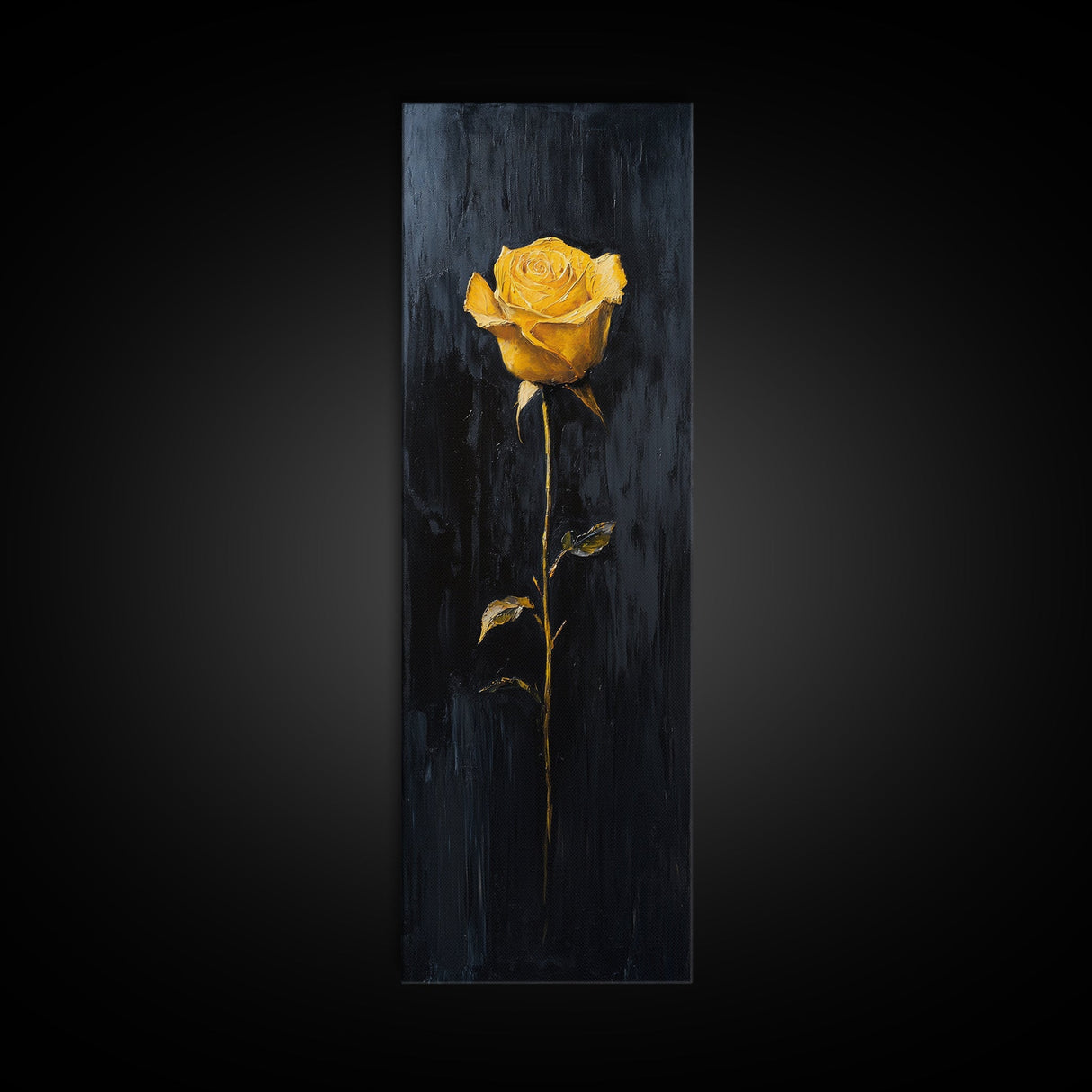 Golden Rose Painting Framed Canvas Print Elegant Art Nouveau Flower Decor, Rose Painting, Yellow Flower Canvas, Living Room Botanical Prints