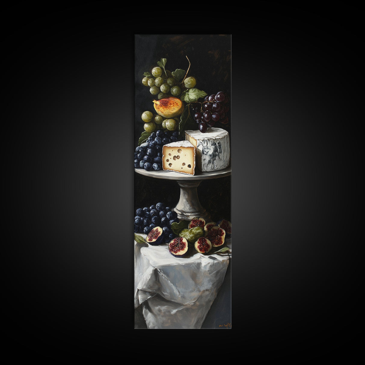 Canvas Print Cheese Platter with Grapes Art Farmhouse Wall Art Food Review Kitchen Decor Rustic Art