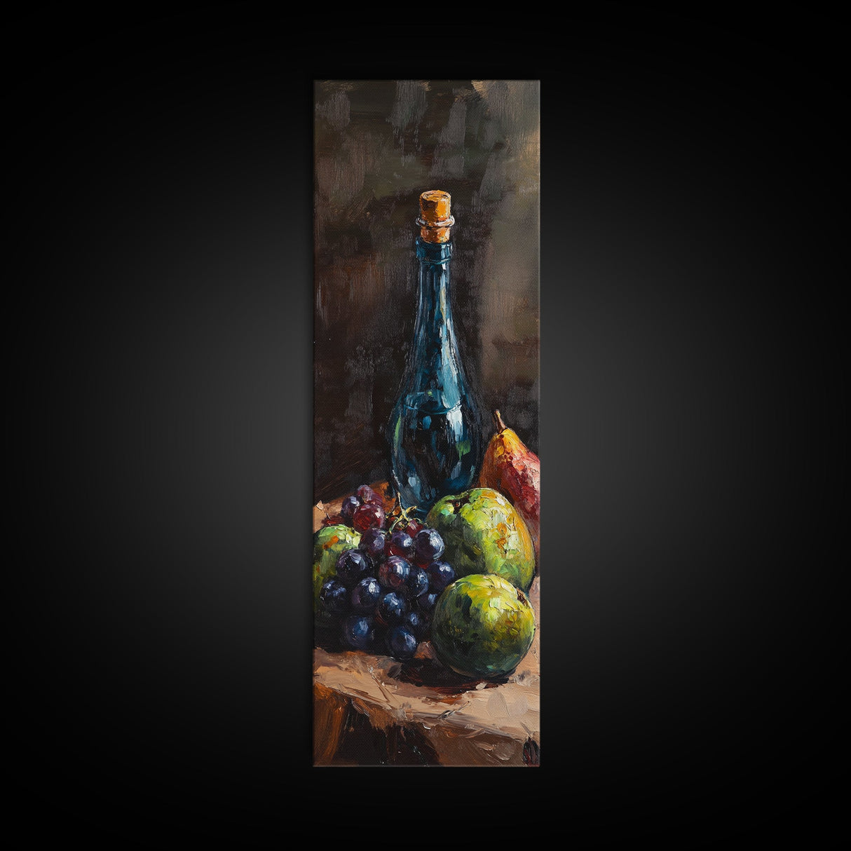 Restaurant Wall Art Still Life Oil Painting Print, Wine Bottle Painting, Tall Narrow Wall Art, Skinny Tall Art, Kitchen Decor, Wine Cellar Art