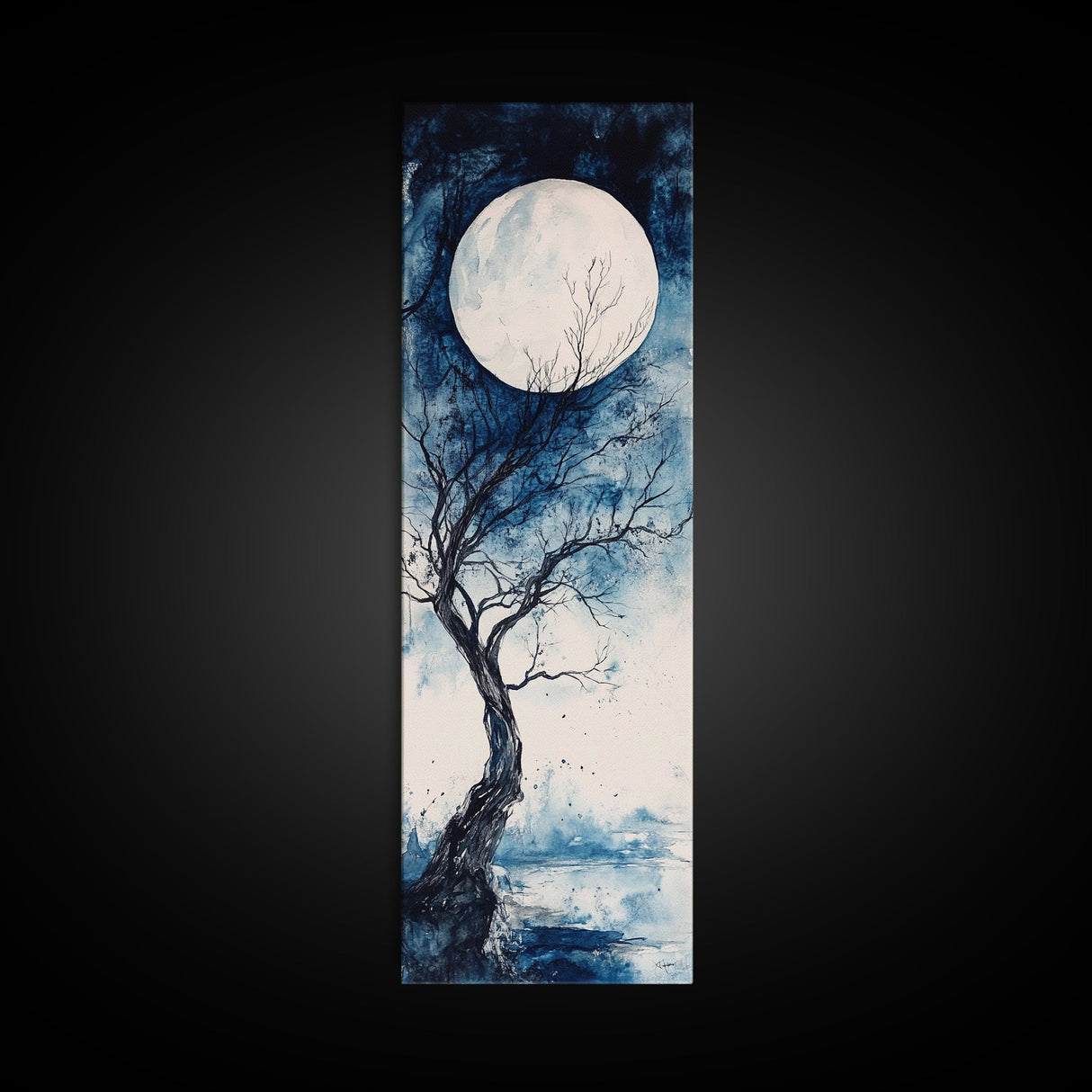 Canvas Print Full Moon with Tree Art, Dark Romance Rustic Wall Decor, Unique Above Couch Art, Moody Bedroom Decor Gift Idea