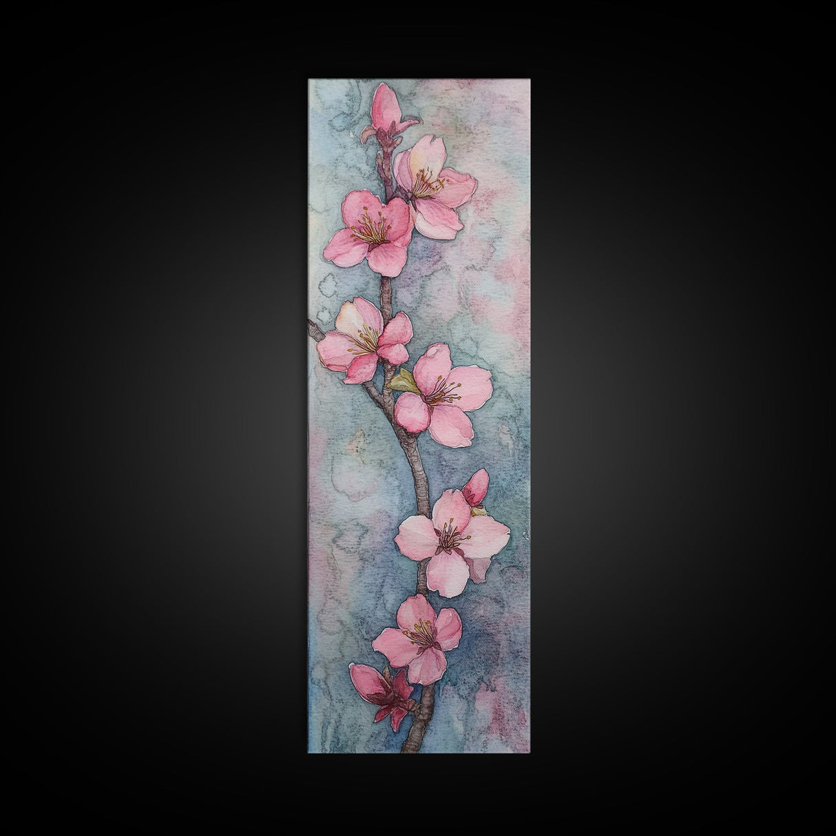 Delicate Cherry Blossom Branch Painting - Canvas Print for Floral Wall Art, Botanical Decor, Pink Bloom Art, Spring Wall Decor, Nature Print