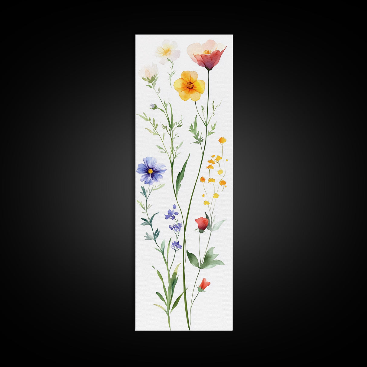 Boho Floral Botanical Print - Framed Canvas Print with Delicate Watercolor Wildflowers for Nature-Inspired Wall Art