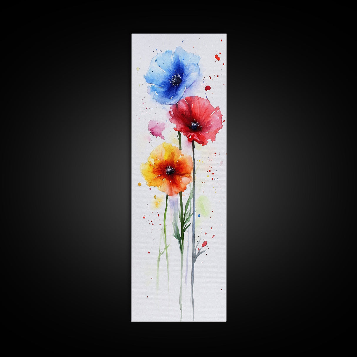 Bold Watercolor Poppy Art - Framed Canvas Print Showcasing Vibrant Flower Composition in Artistic Minimalist Style