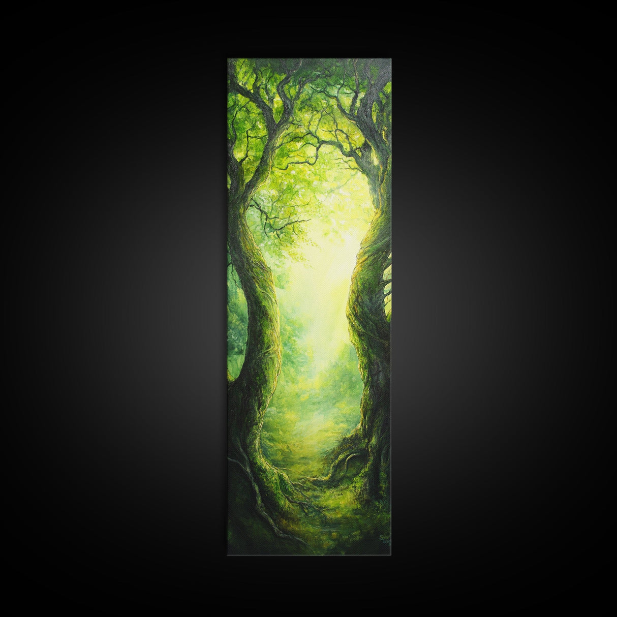 Fantasy Forest Landscape Painting Canvas Print, Tall Narrow Wall Art, Tall and Skinny Painting, Landscape Wall Art, Accent Piece