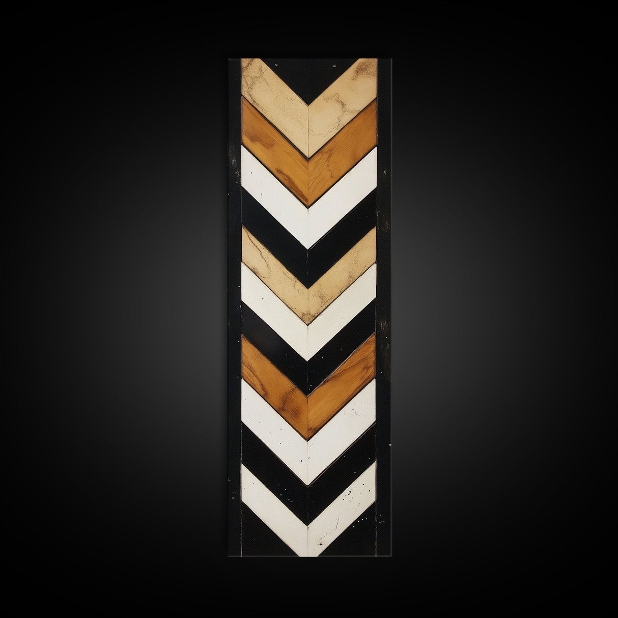 Retro Chevrons Wall Art - Framed Canvas Print - Mid Century Modern Wall Art - Unique Home Decor - Tall Narrow Art - Skinny Art