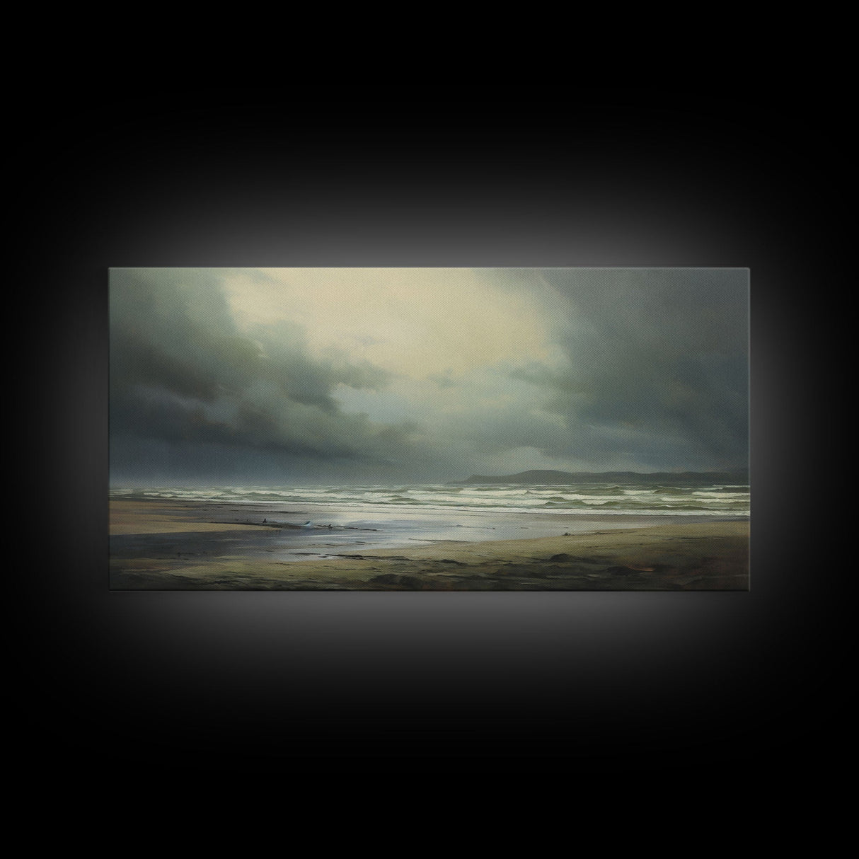 Moody Muted Landscape Oil Painting Canvas Print Wall Art, Nature Framed Large Gallery Art, Minimalist Art, Ready To Hang, Moody and Drab Art