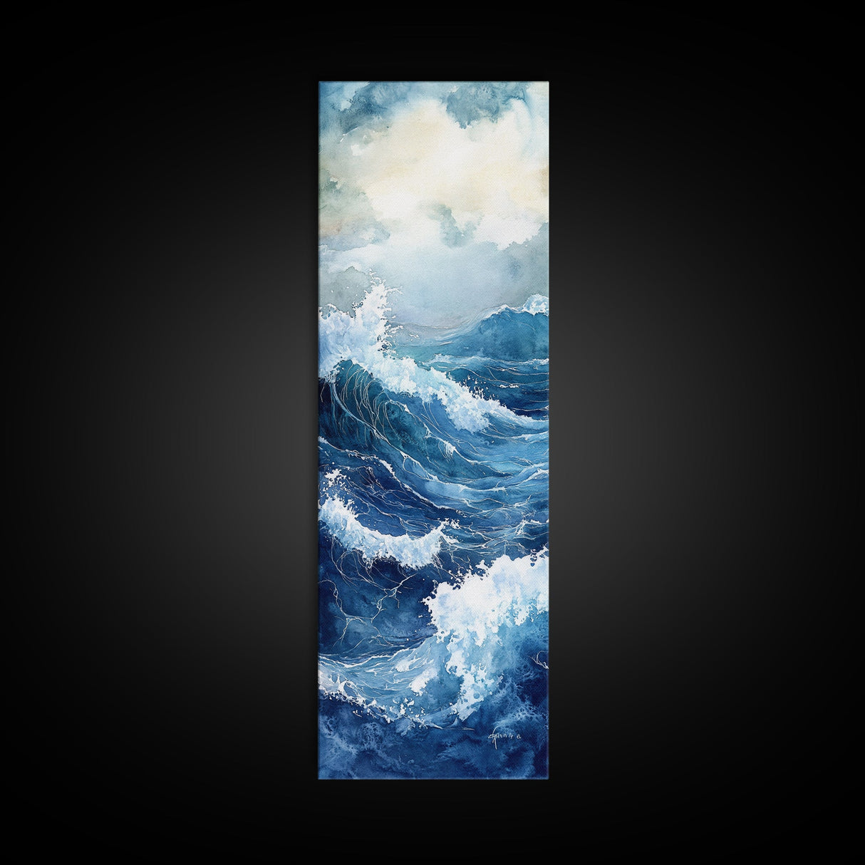 Ocean Waves Canvas Print Coastal Wall Art Nautical Decor Seascape Painting Above Bed Art Living Room Art Blue Green Wall Gift