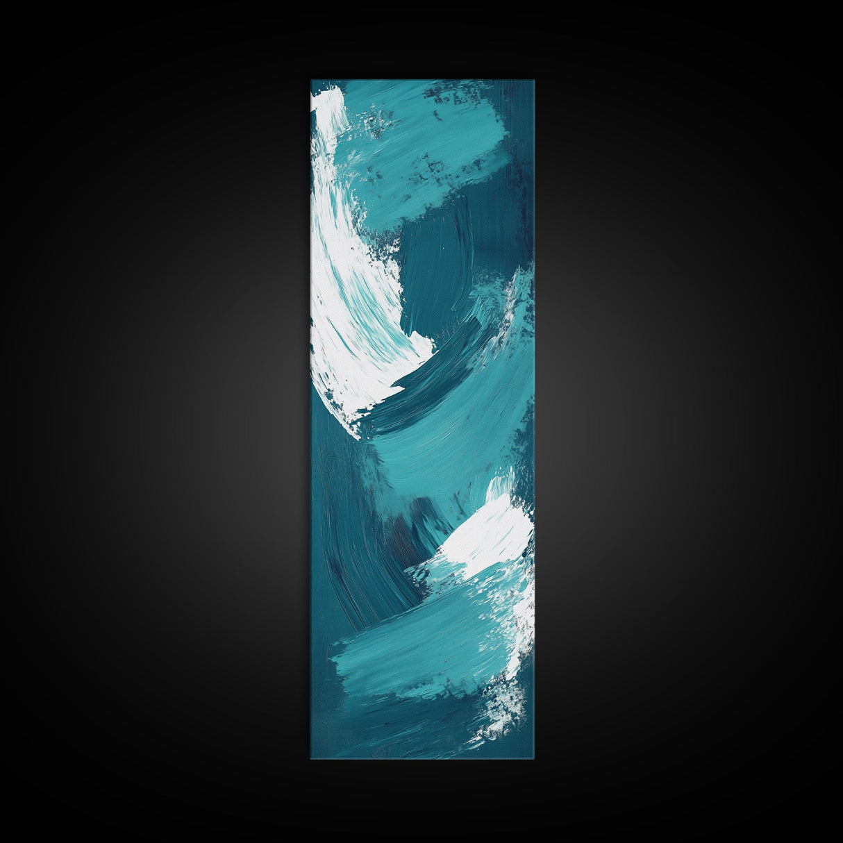 Oceanic Brushstroke Canvas Print in Teal and White, Abstract Art, Coastal Wall Art, Nautical Decor, Minimalist Art, Living Room Art