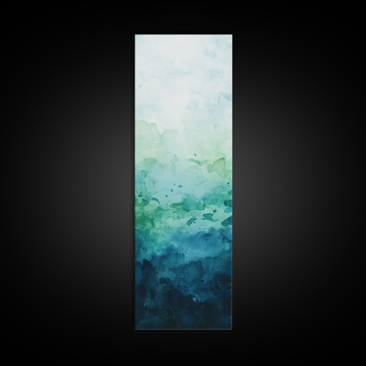 Gradient Watercolor Framed Canvas Print in Green and Blue, Sage Green Wall Art, Minimalist Art, Bedroom Art, Living Room Art