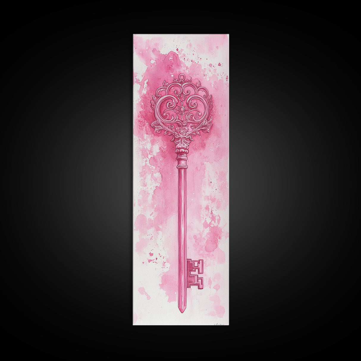 Intricate Key Art Framed Canvas Print Light Pink Wall Art Rustic Decor Minimalist Art Tall Skinny Art Above Couch Art Gift Idea