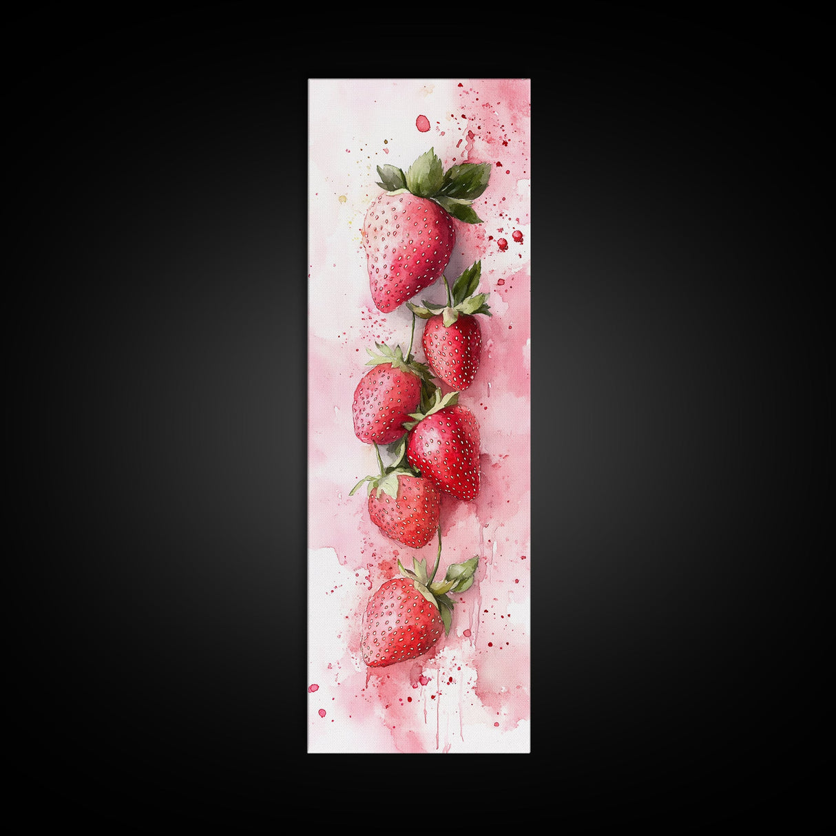 Vibrant Strawberry Art Framed Canvas Print Rustic Farmhouse Decor Fruit of the Spirit Wall Art Skinny Wall Art Kitchen Art Decor