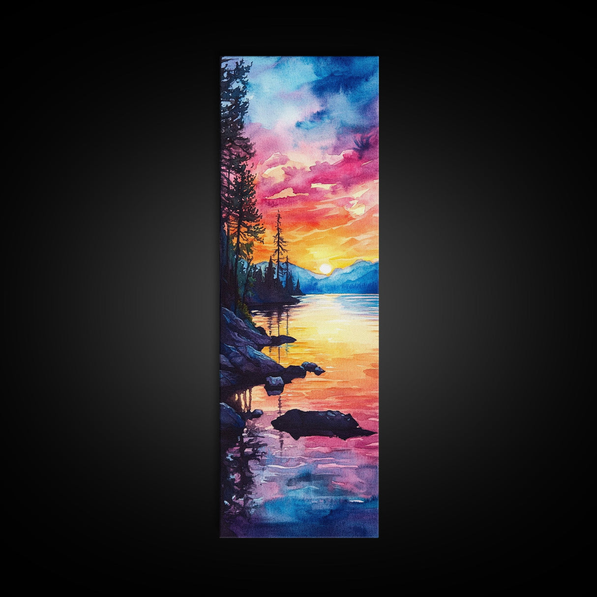 Framed Canvas Print Sunset Reflection Lake Tahoe Art Coastal Decor Nautical Painting Rustic Wall Art Living Room Art Christmas Gift