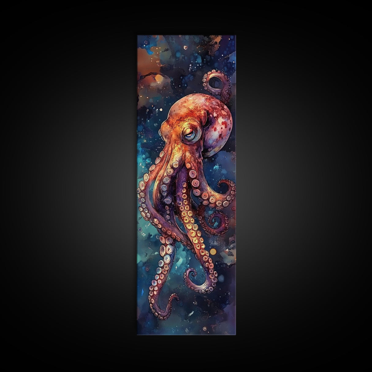 Mesmerizing Octopus Art Framed Canvas Print Vibrant Underwater Decor Nautical Wall Art Whimsical Sea Creature Marine Life Artwork