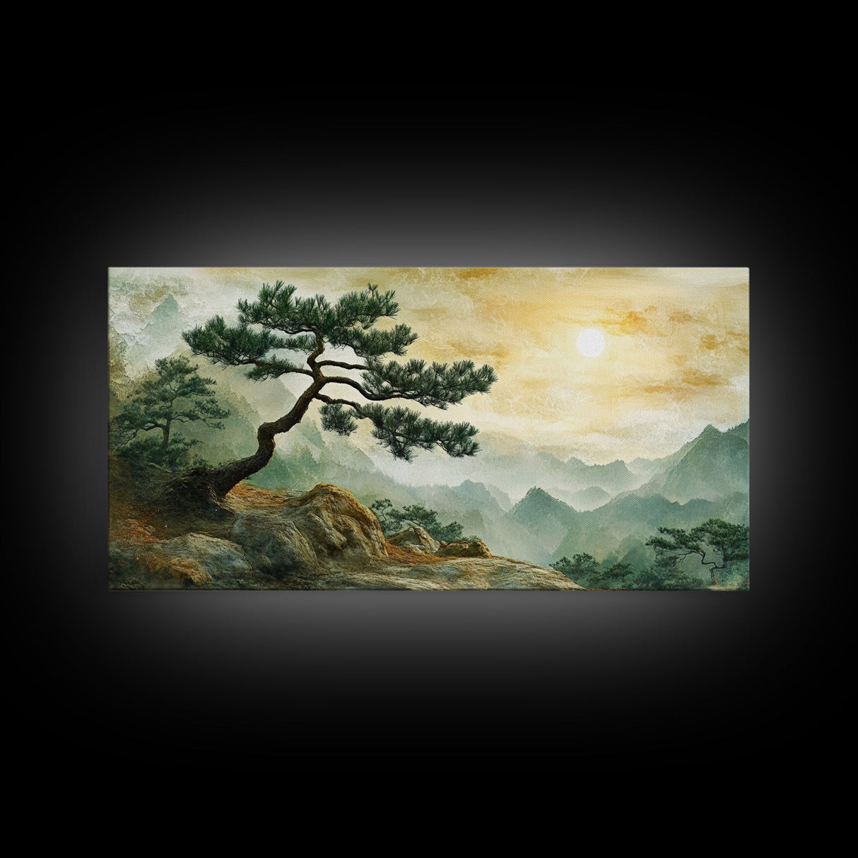 Mountain Landscape Pine Tree Canvas Print Nature Art Zen Wall Art Rustic Decor Horizontal Artwork Bedroom Above Couch Wall Art