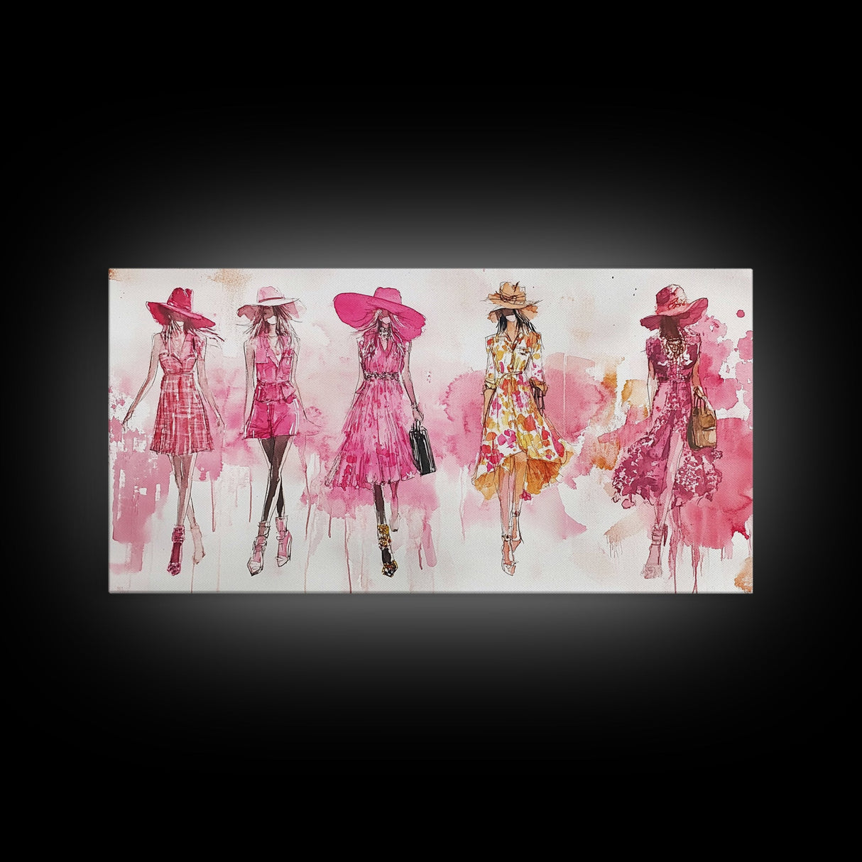 Fashion Sketch Canvas Print Pink Wall Art Whimsical Decor Fashionista Gift Idea Artistic Living Room Accent Modern Feminine Aesthetic