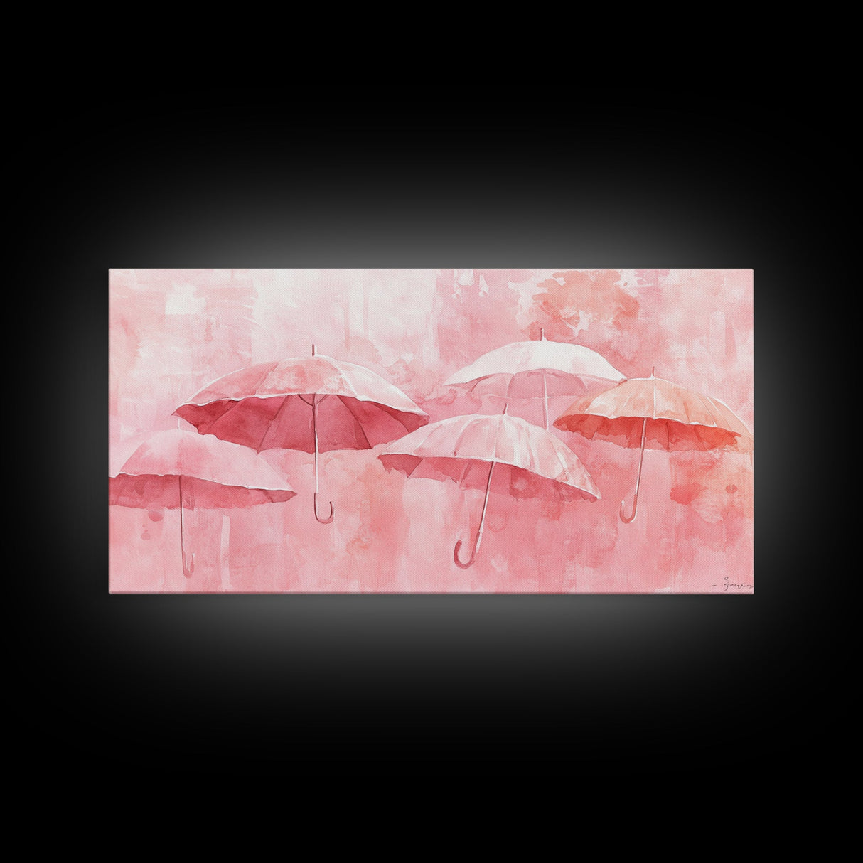 Umbrella Art Canvas Print, Light Pink Wall Art, Minimalist Decor Piece, Coastal Cowgirl Home Accent, Whimsical Abstract Art Gift Idea