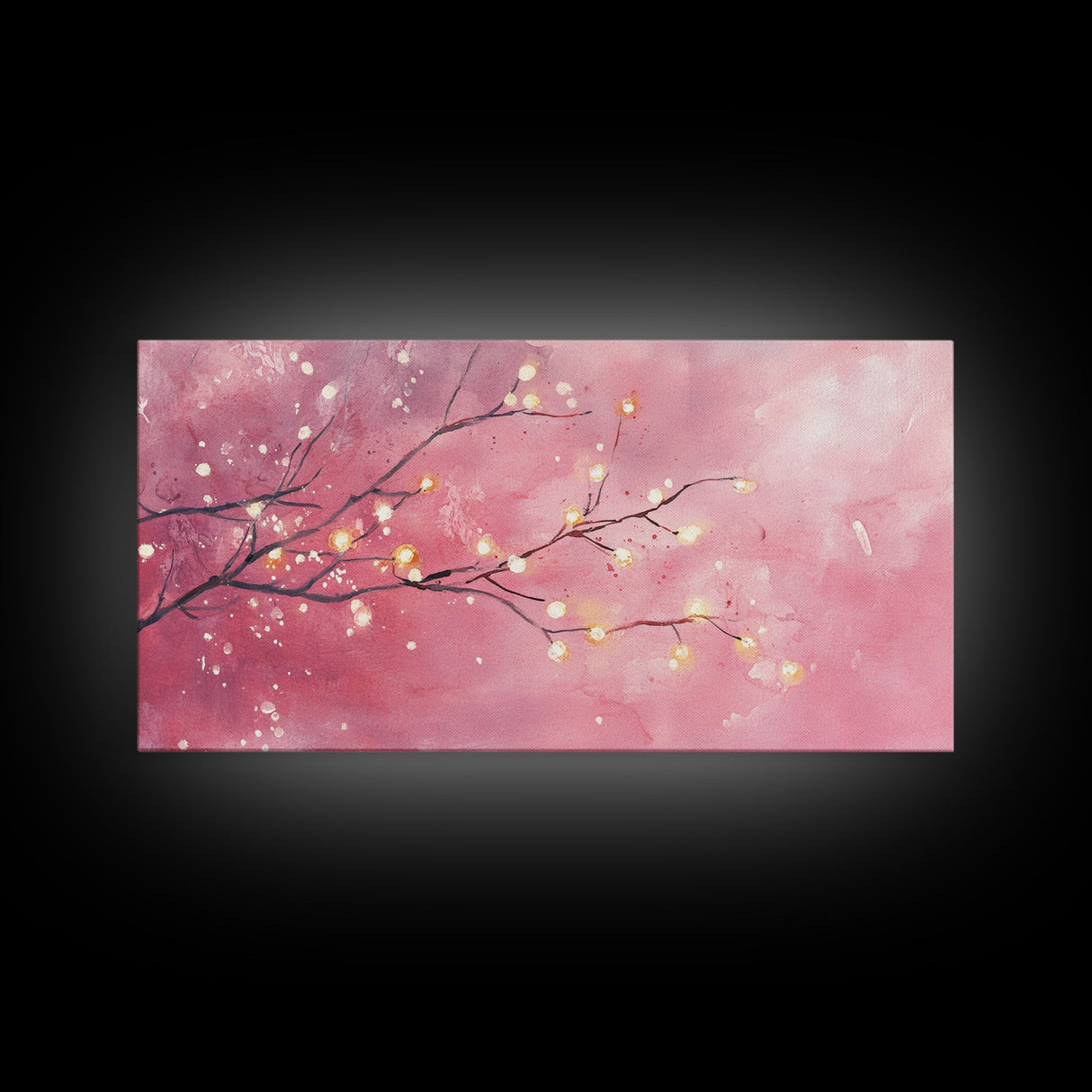 Light Pink Cherry Blossom Canvas Print | Cherry Blossom Painting | Sakura Wall Art | Nature Inspired Art | Bedroom Above Bed Decor