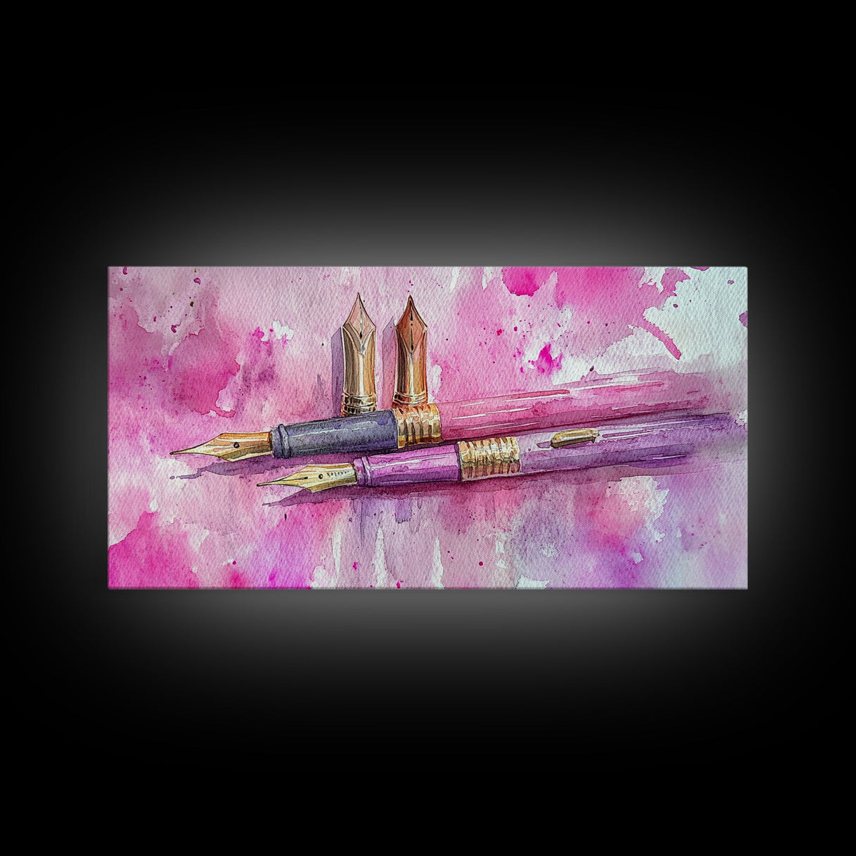 Elegant Fountain Pen Canvas Print | Pink Abstract Art | Stationery Inspired Wall Art | Unique Study Room Decor | Framed Office Art
