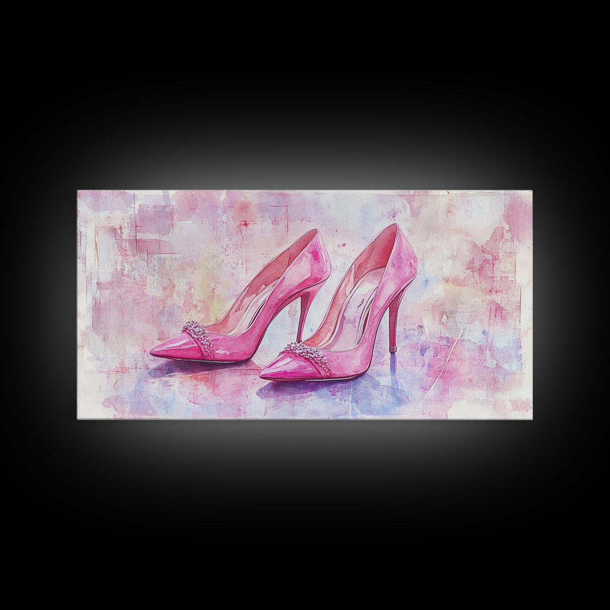Glamorous Pink High Heels Canvas Print, Fashion Art, Whimsical Room Decor, Light Pink Wall Art, Feminine and Stylish Bedroom Art