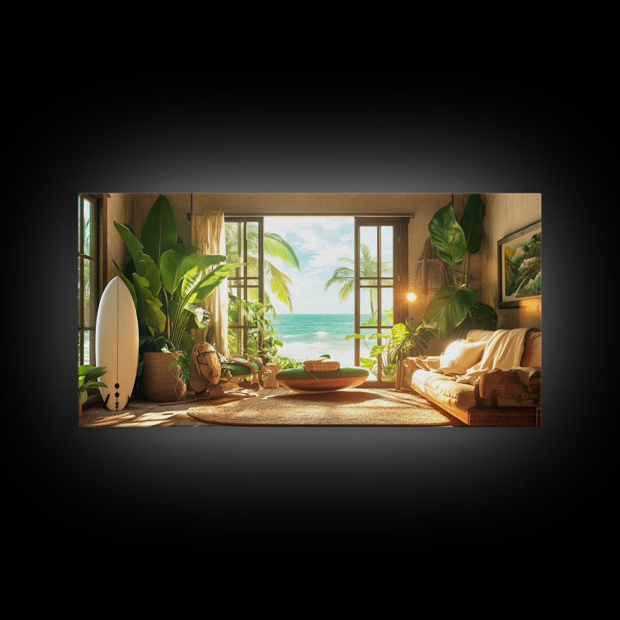 Surfside View Canvas Print Coastal Cowgirl Wall Art Tropical Beach Room Decor Nautical Wall Art Living Room Art Farmhouse Art Gift Idea