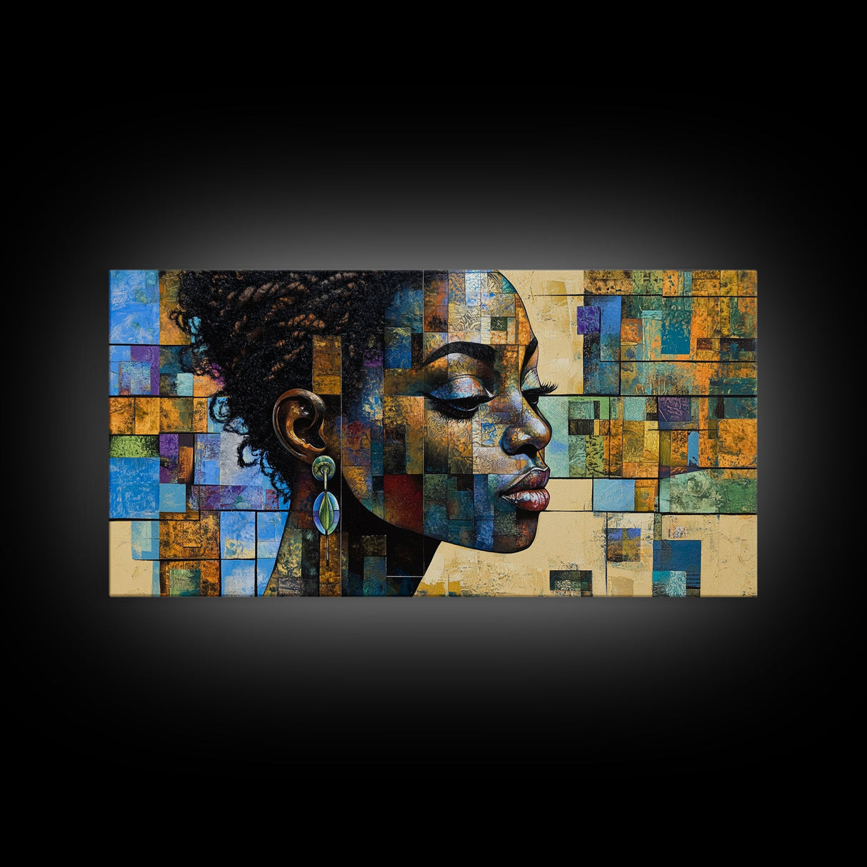 Afrocentric Wall Art Framed Canvas Print, Geometric African Art, Bold Living Room Decor, Unique Moody Art Gift Idea, African Art Print