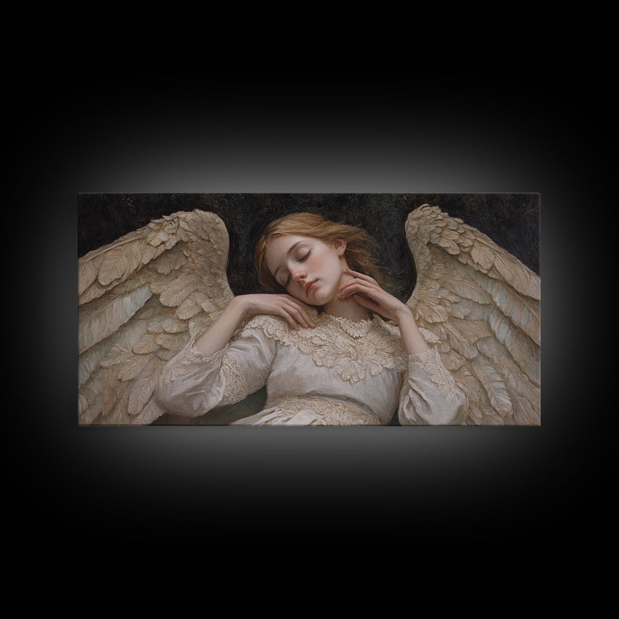 Sleeping Angel Peace Canvas Print Featuring Angel Art Prints and Wabi Sabi Art Perfect Bedroom Wall Art Above Bed Wall Decor