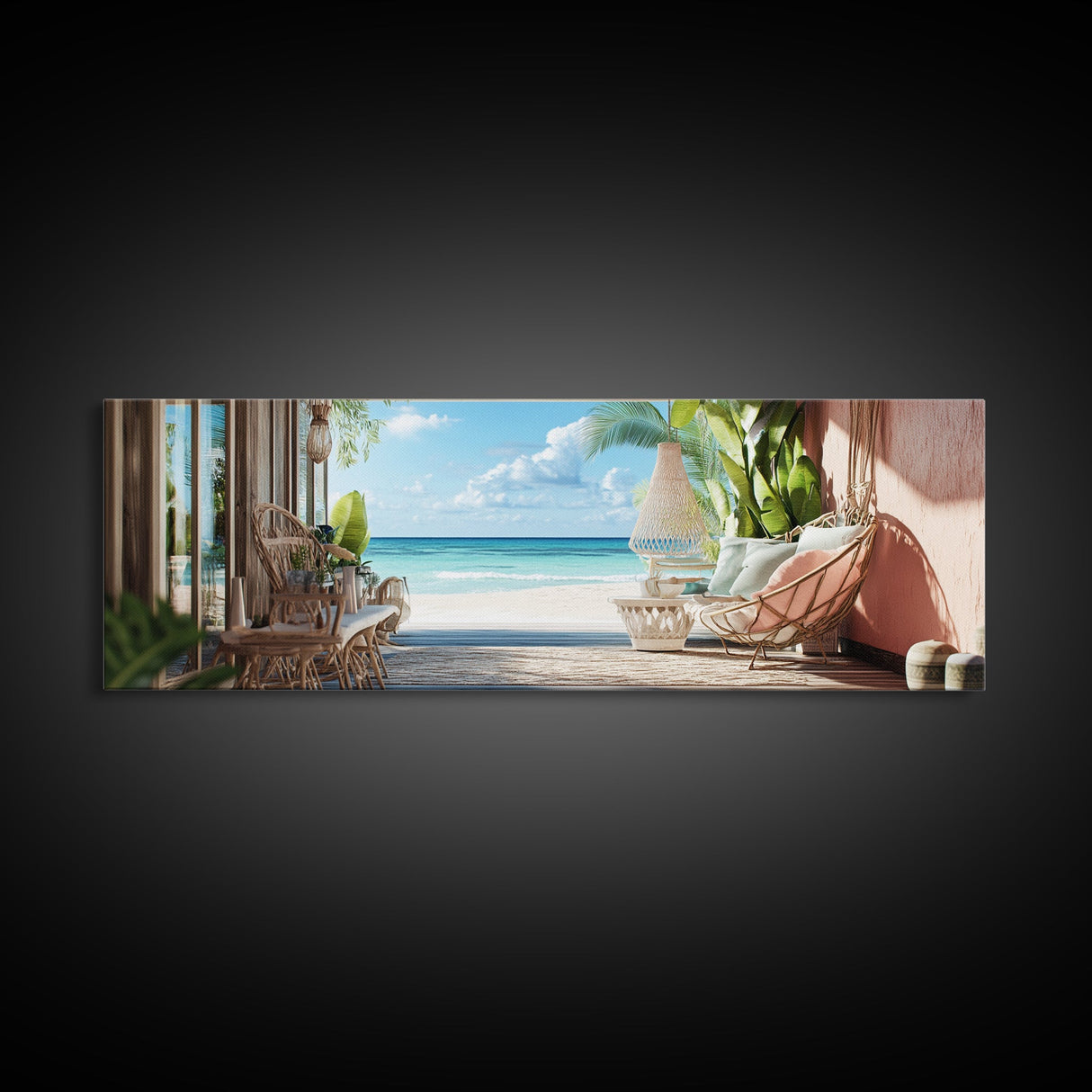 Oceanic Retreat Canvas Print Coastal Decor Nautical Seascape Painting Minimalist Zen Wall Art Relaxing Bedroom Horizontal Artwork