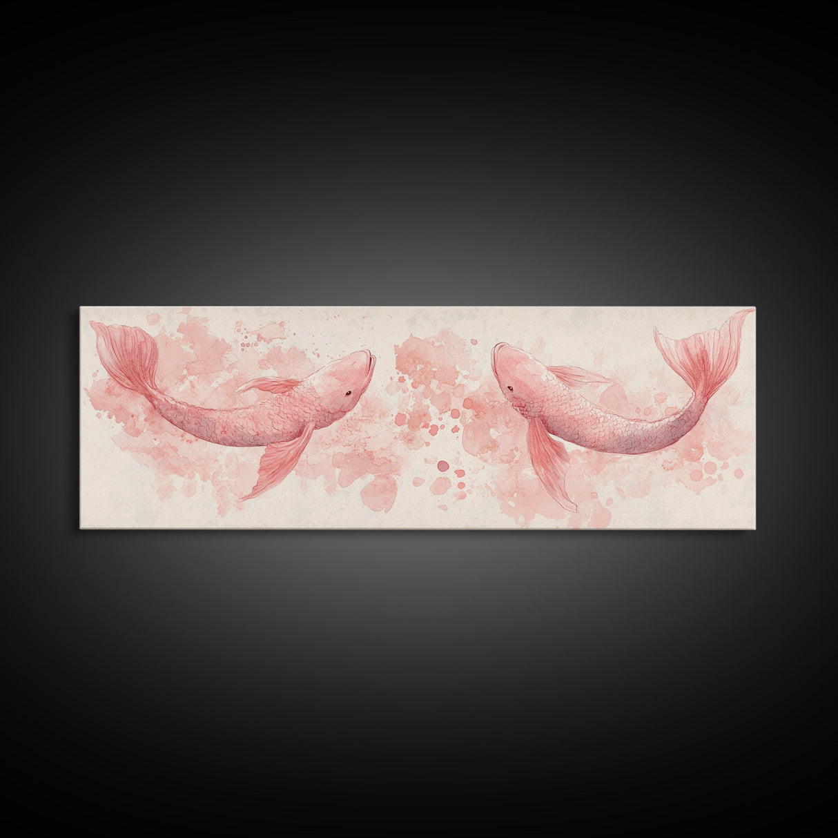 Koi Fish Canvas Print Light Pink Wall Art Whimsical Art Bedroom Decor Living Room Art Cottagecore Aesthetic Horizontal Wall Art