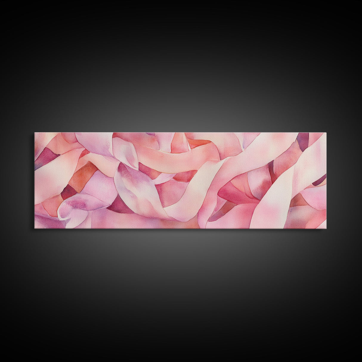 Light Pink Ribbon Abstract Canvas Print, Minimalist Wall Art, Living Room Art, Pastel Home Decor, Pink Abstract Art, Above Sofa Art