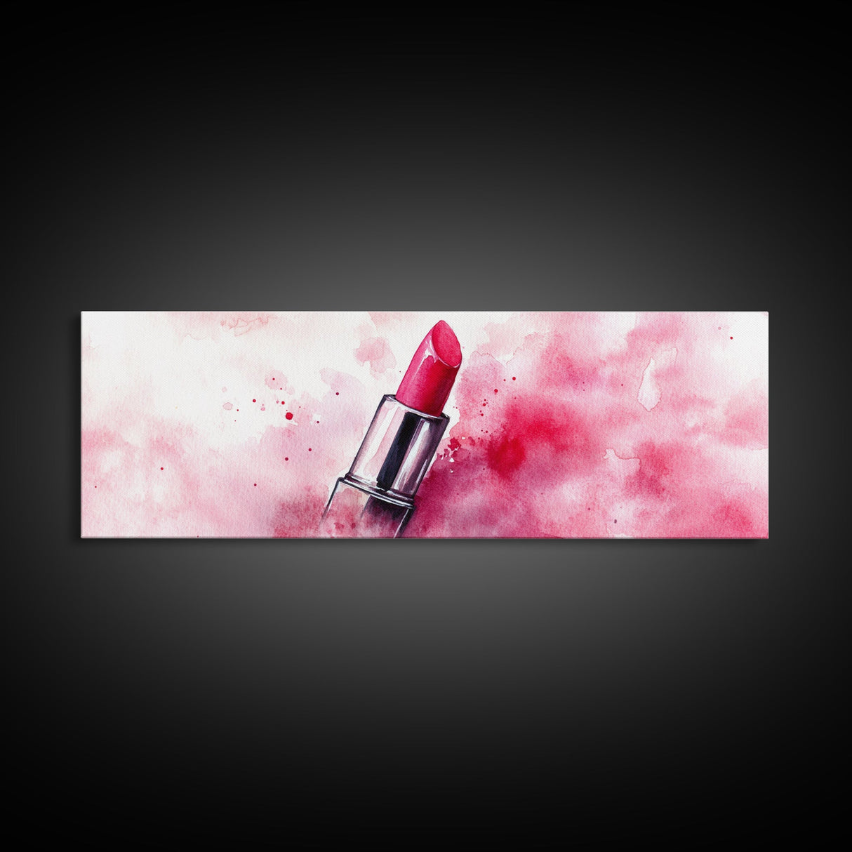 Pink Lipstick Art Canvas Print, Modern Makeup Wall Art, Feminine Decor, Light Pink Abstract Art, Whimsical Beauty Art