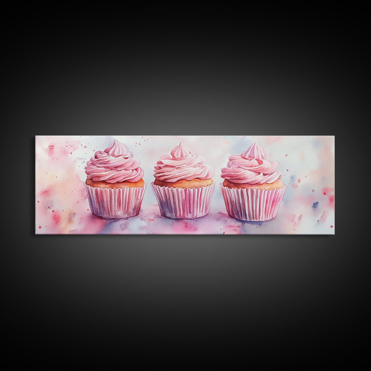 Elegant Cupcakes Canvas Print Horizontal Wall Art Wabi Sabi Art Pink Wall Kitchen Decor Minimalist Bakery Prints