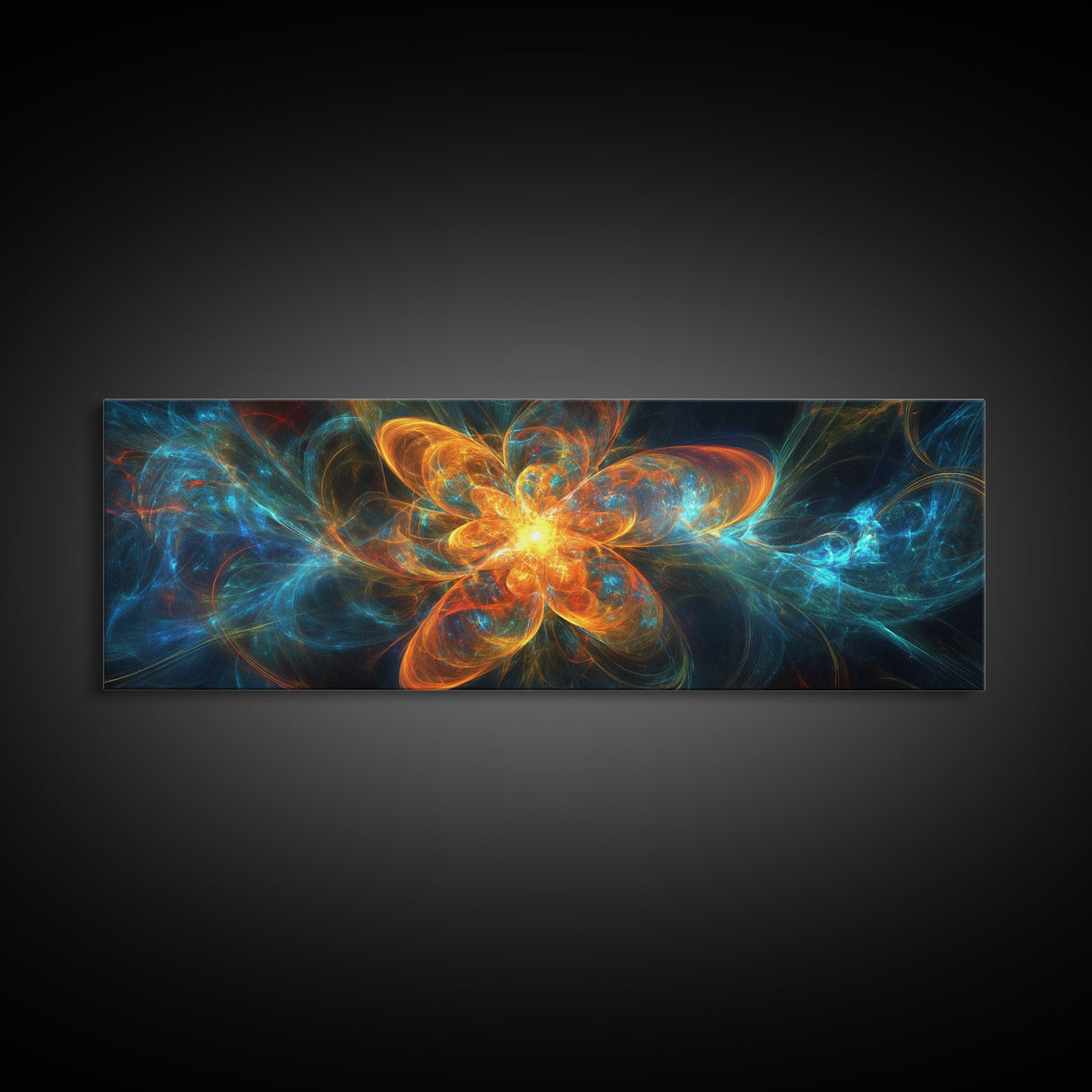 Fiery Blossom Framed Canvas Print Blossom Painting Artwork Nature-Inspired Wall Art Living Room Horizontal Decor