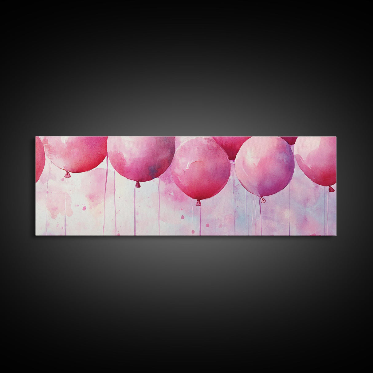 Balloon Party Canvas Print Whimsical Art Pink Abstract Art Light Pink Wall Art Above Sofa Decor Fun Kids Room Artwork Gift Idea