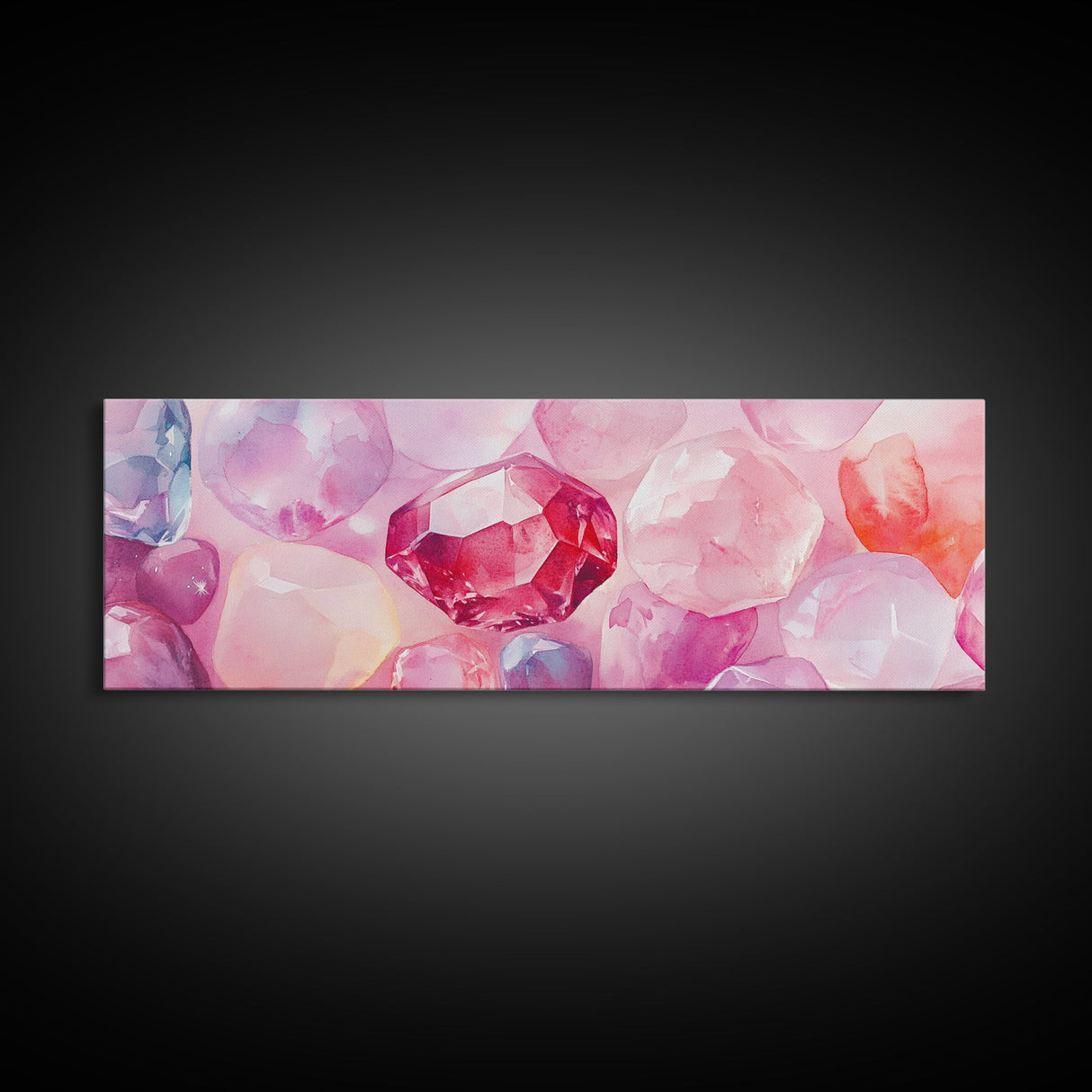 Gemstone Art Canvas Print, Pink Wall Art for Dorm, Light Pink Abstract Art, Whimsical Home Decor, Bedroom or Living Room Gift Idea