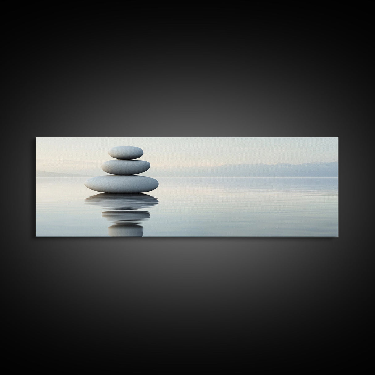 Zen Inspired Framed Canvas Print Minimalist Art Stacked Stones Calming Wabi Sabi Style Living Room Decor Neutral Wall Art