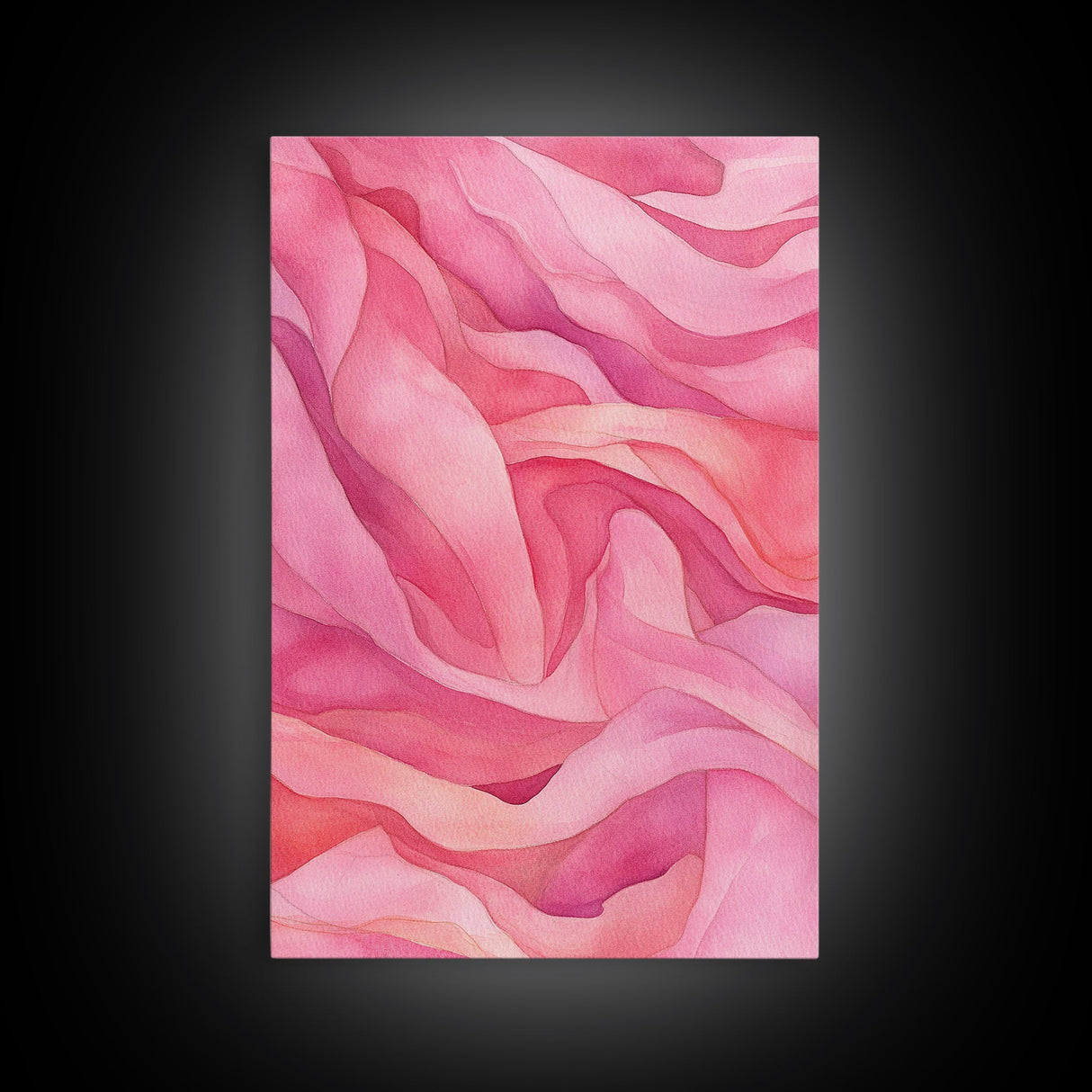 Flowing Abstract Pink Wave Art Framed Canvas Print | Feminine and Minimalist Bedroom or Living Room Aesthetic | Whimsical Art Decor