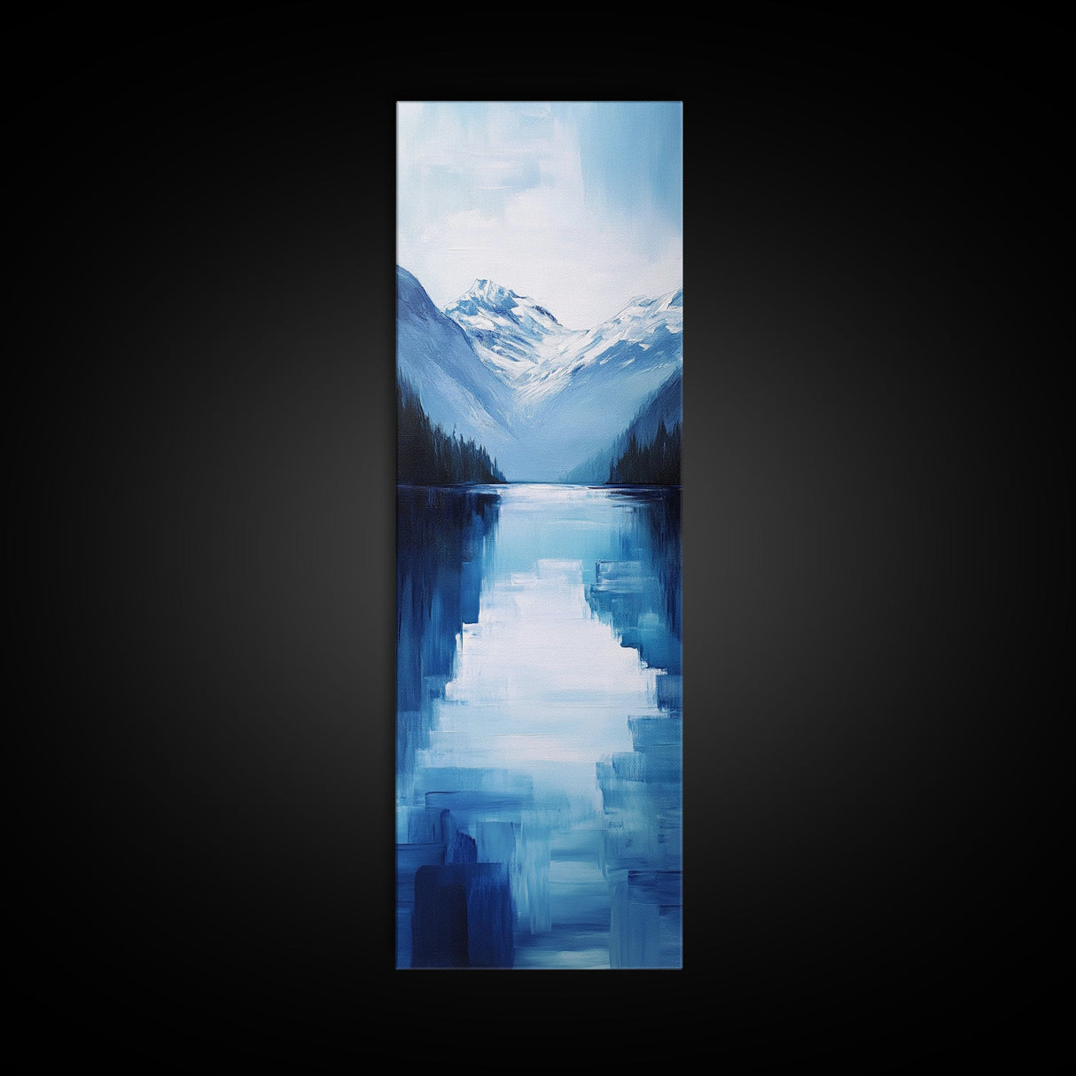 Alpine Lake, smoky mountain art, extra wide art, nature wall art, minimalist art, rustic decor, Canvas Print, above bed wall art