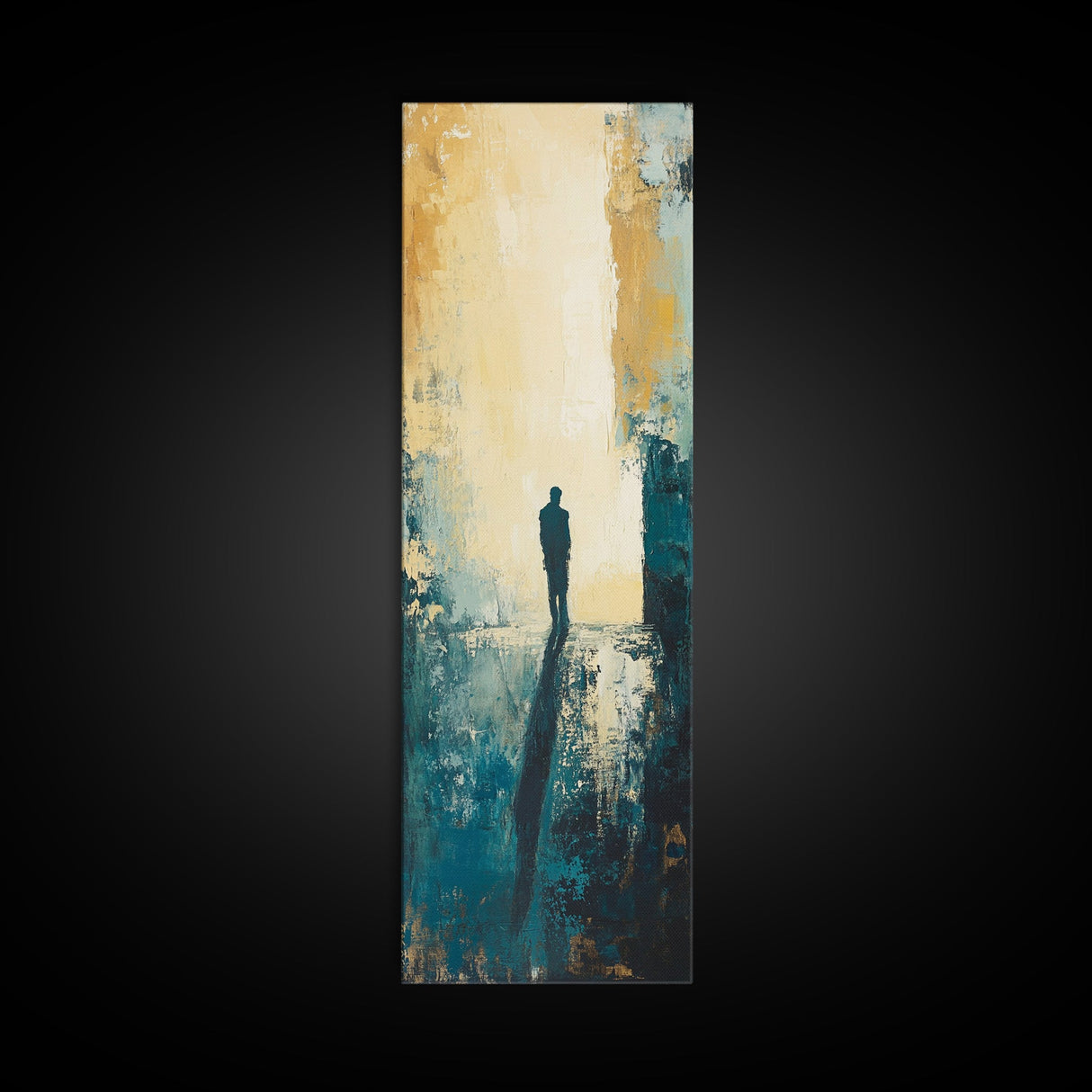 Lone Figure, Dark Romance Painting, Moody Art, Extra Wide Art, Wabi Sabi Art, Vintage Christmas, Framed Canvas Print