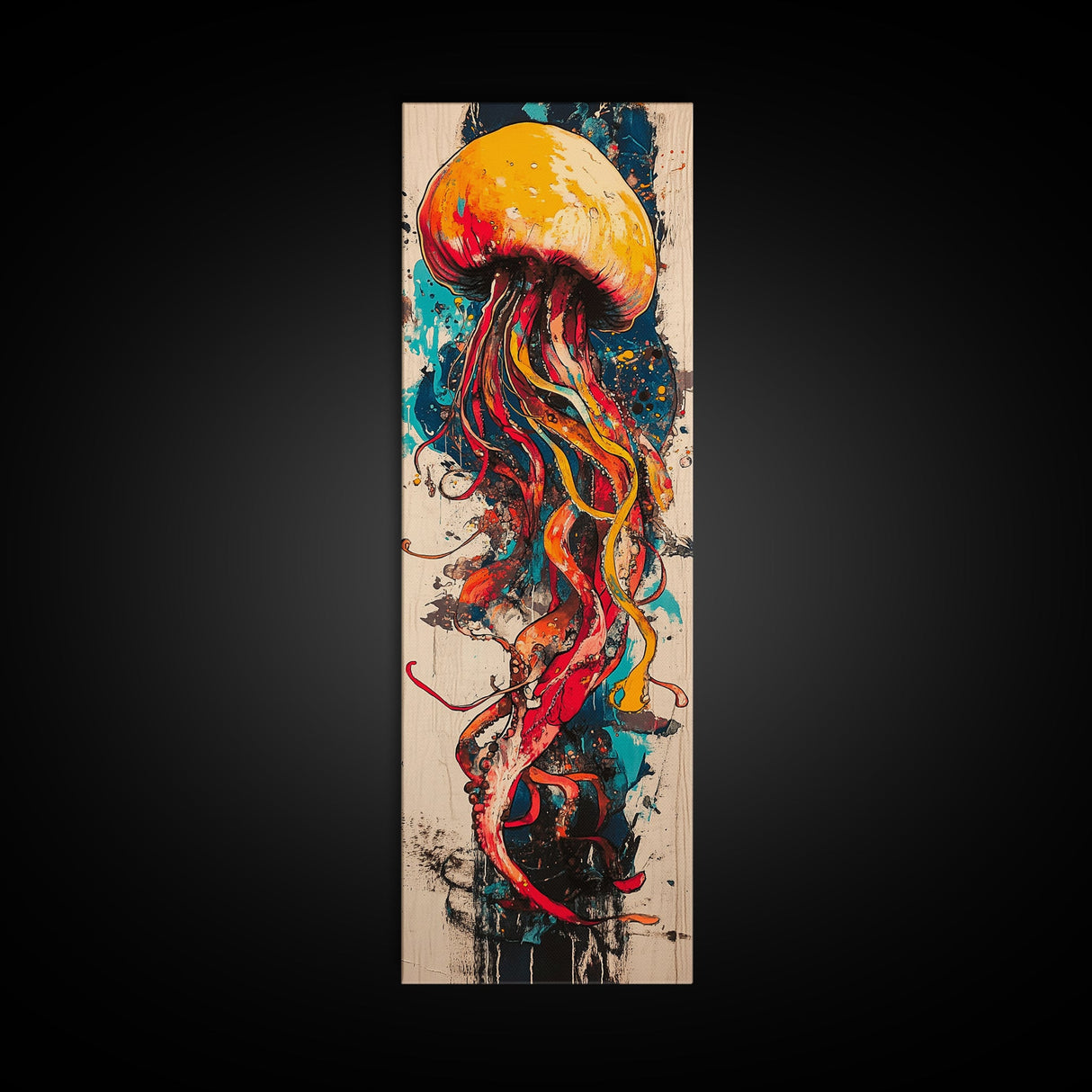 Jellyfish Painting, Ocean Art, Moody Art, Nautical Decor, Coastal Cowgirl Wall Art, Christmas, Framed Canvas Print, Bedroom Art