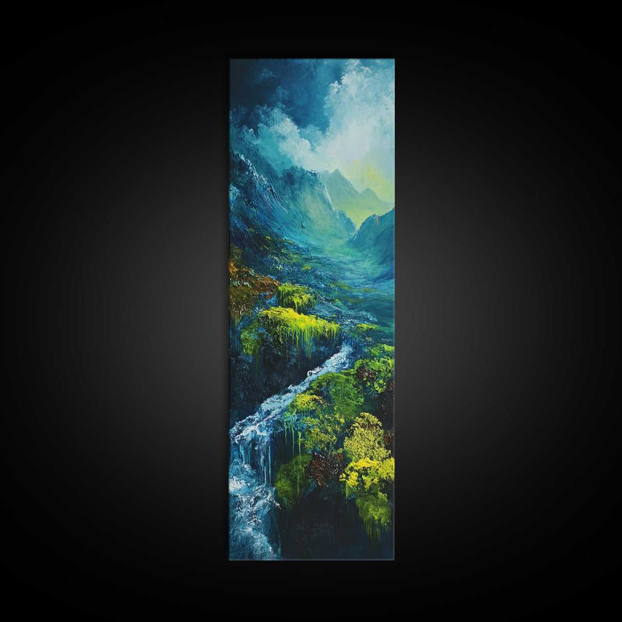 Ireland Painting, Framed Canvas Print, coastal decor, blue and green wall art, mountain painting, landscape painting, extra wide art