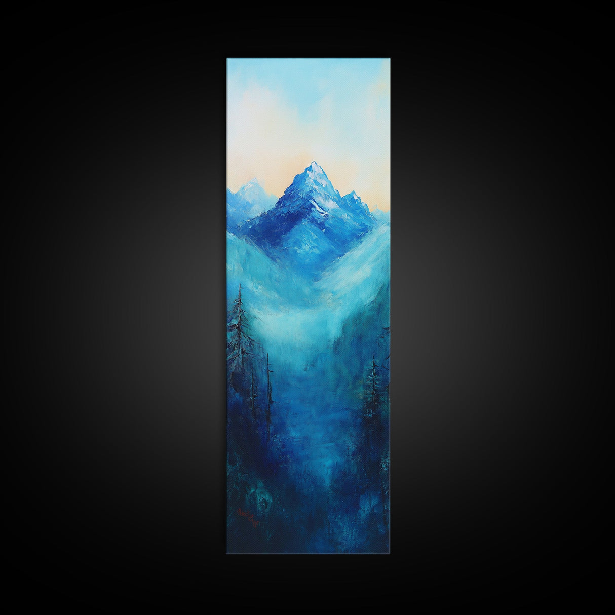 Rustic Art, Canvas Print, smoky mountain art, pine tree art, blue and green wall art, extra wide art, above bed wall art