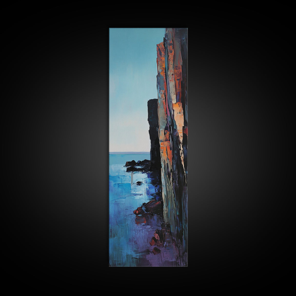 Cliffside, Ocean Horizon, Ireland Painting, Coastal Wall Art, Landscape Painting, Nautical Decor, Framed Canvas Print, Living Room Art