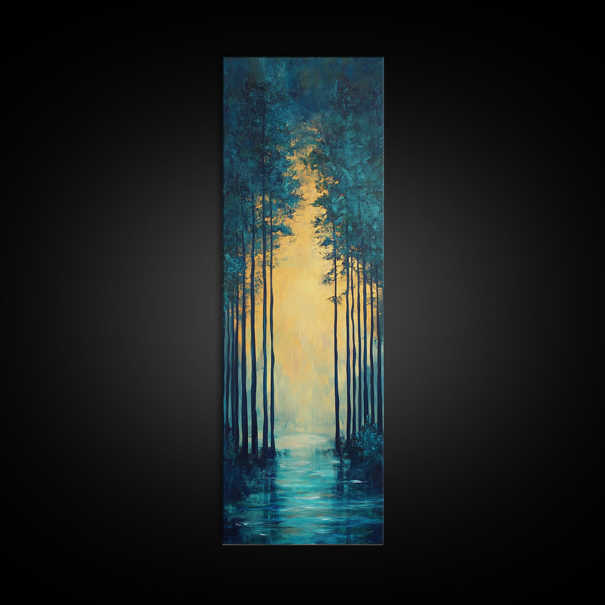 Moody Forest, pine tree art, landscape painting, dark romance painting, nature wall art, forest at dusk painting
