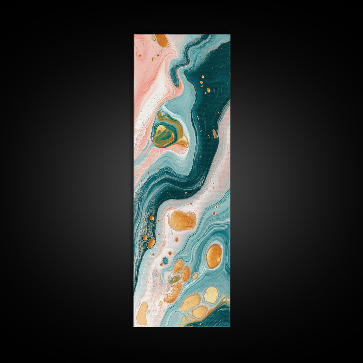 Fluid Art, pink orange wall art, teal wall art, modern abstract painting, contemporary art, fluid acrylic painting, Canvas Print