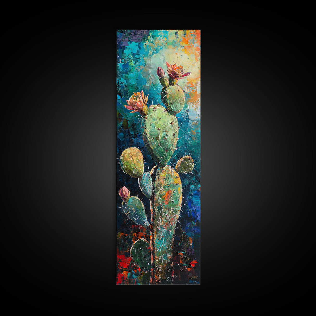 Blooming Cactus, agave painting, desert painting, southwest wall art, botanical prints, rustic wall art, floral artwork, Canvas Print