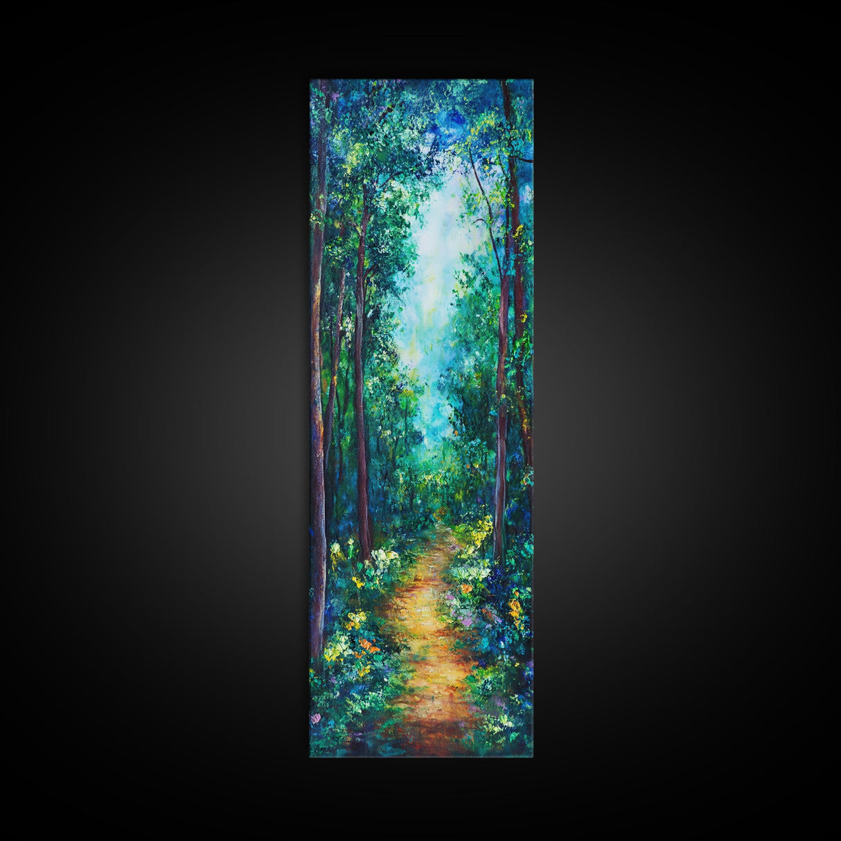 Forest Path Painting, Landscape Painting, Green Wall Art, Pine Tree Art, Above Sofa Art, Framed Canvas Print, Bedroom Art
