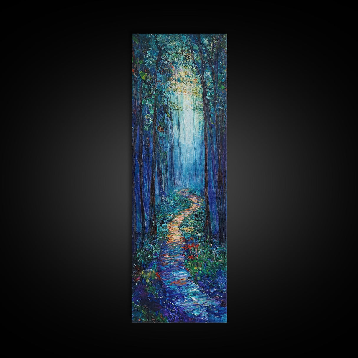 Misty Forest, pine tree art, framed canvas print, forest at dusk painting, wabi sabi art, landscape painting, moody art