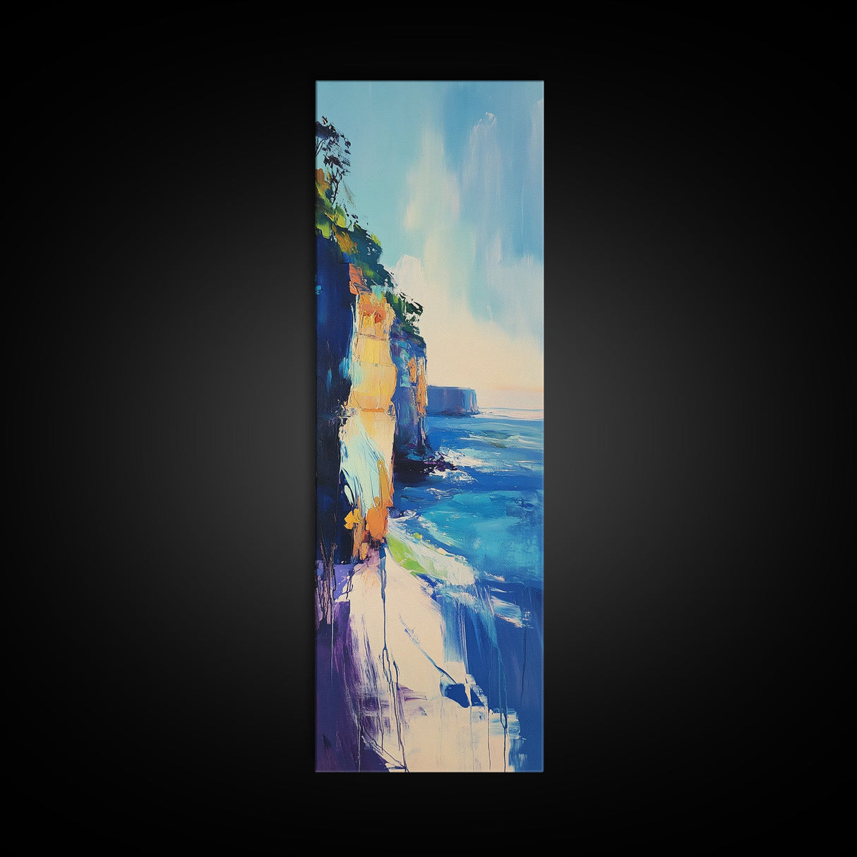 Seascape Painting, Coastal Wall Art, Nautical Decor, Ocean Waves Art, Tall Narrow Art, Canvas Print, Rustic Wall Art, Gift Idea